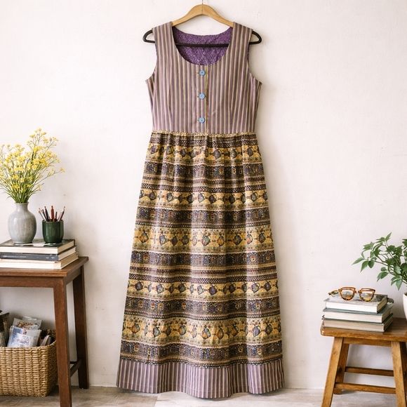 Handmade Dresses & Skirts - Vintage 90s Handmade Teacher Style Dress Size L Garden Watering Can